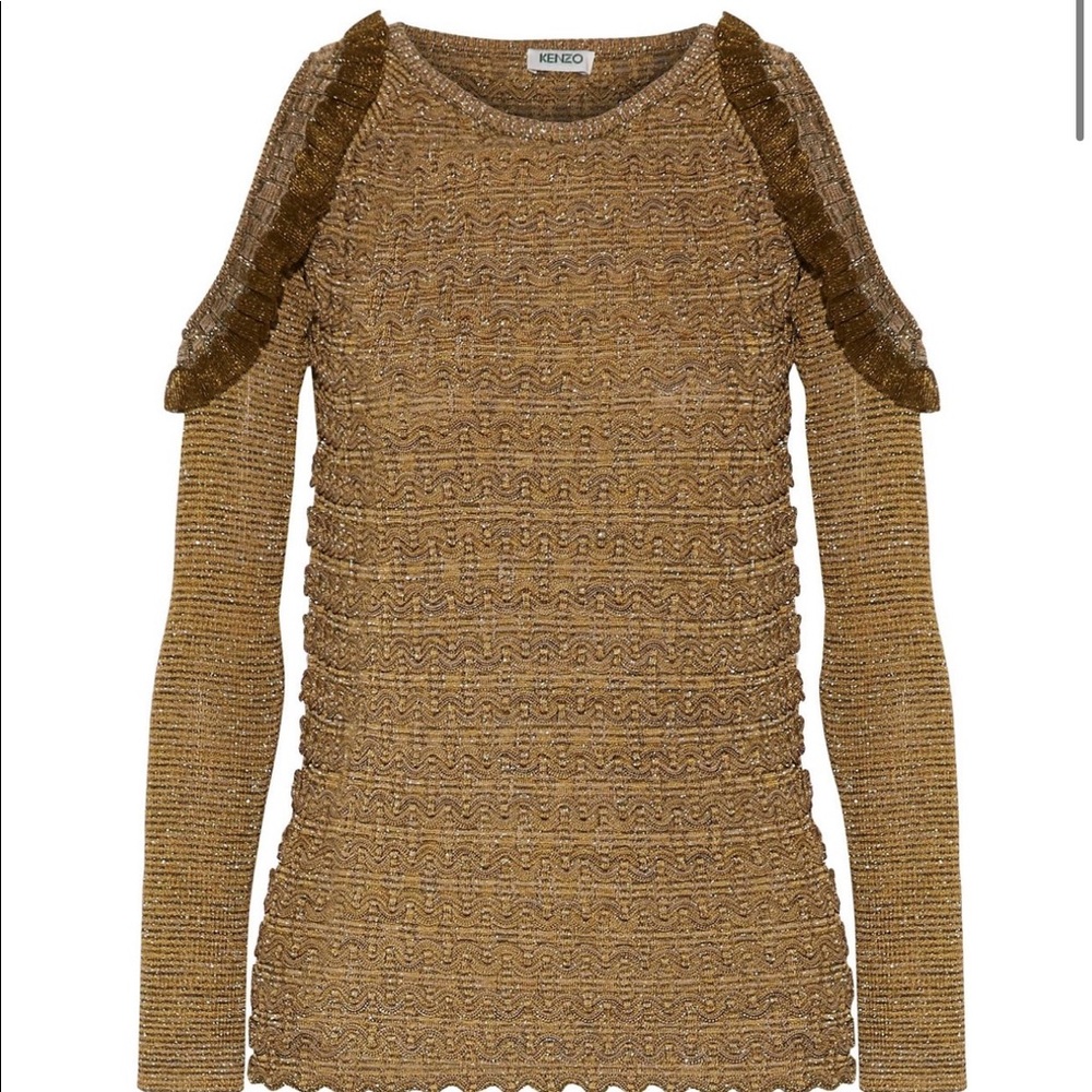 Kenzo Cold Shoulder Metallic Boucle Sweater - Picture 2 of 8